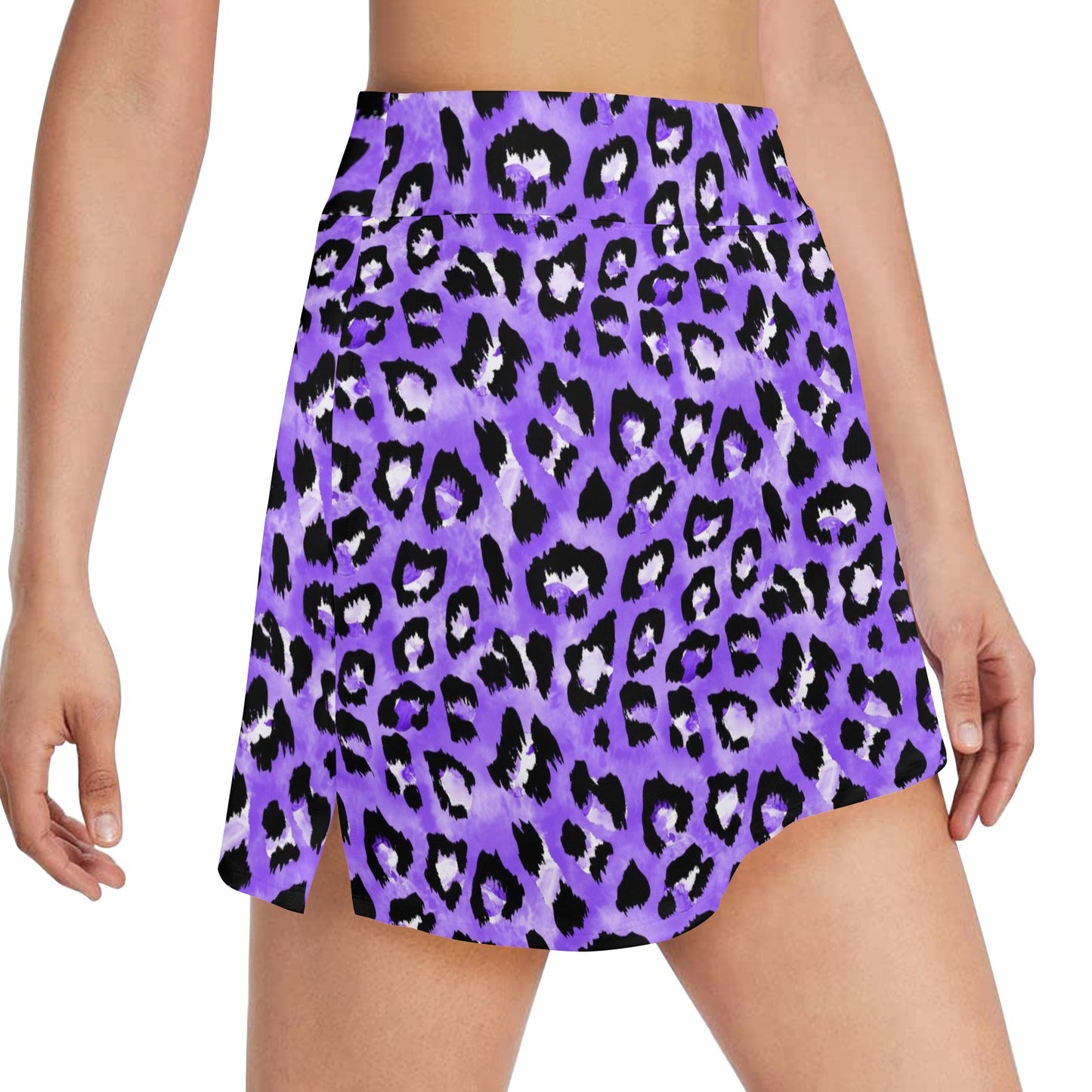 Leopard Purple Skin Print 17" Golf & Pickleball Skort with Pockets