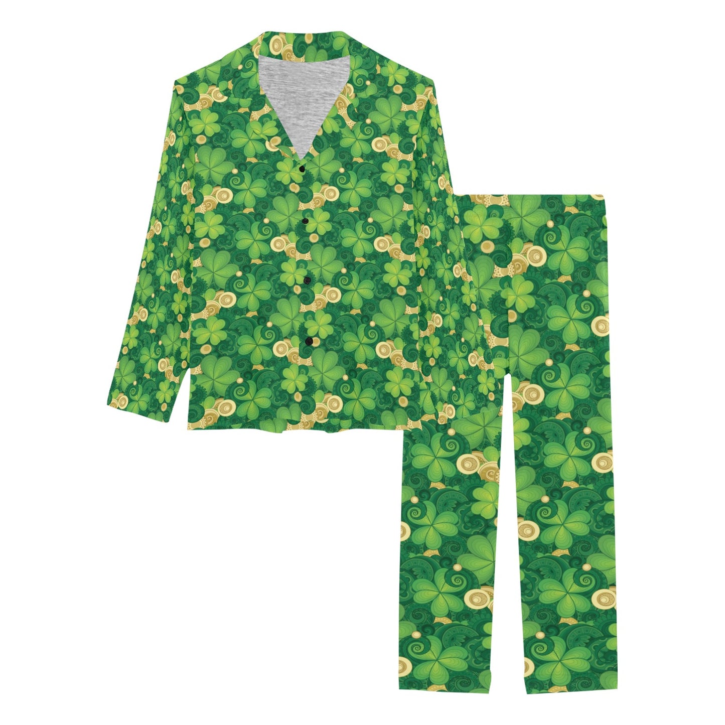 Shamrock Print Design LKS301 Women's Long Pajama Set