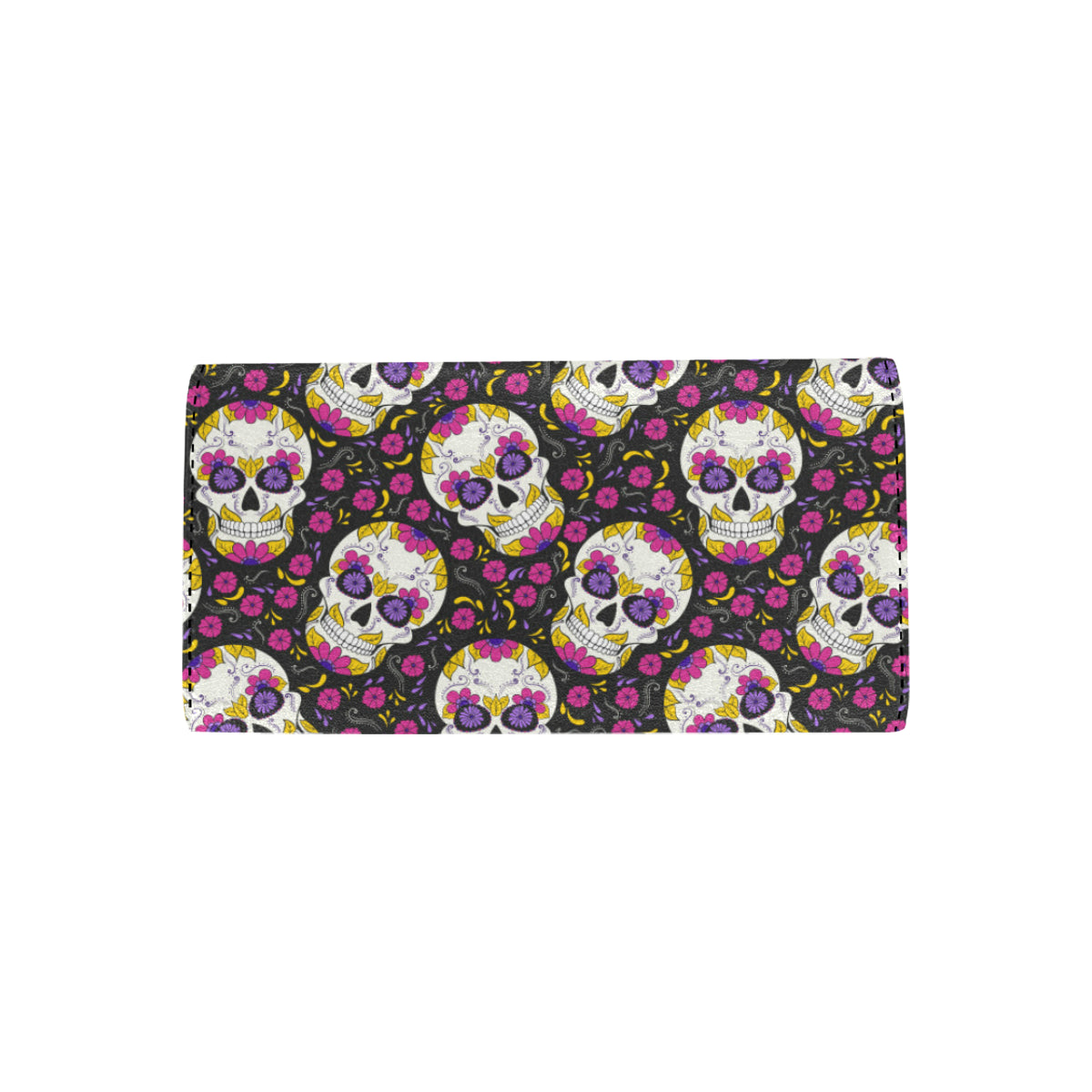 sugar skull Floral Pattern Women's Trifold Wallet