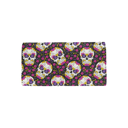 sugar skull Floral Pattern Women's Trifold Wallet