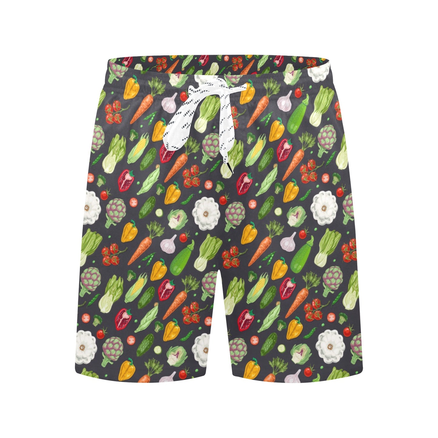 Vegan Pattern Themed Design Print Men's Swim Trunks Beach Shorts