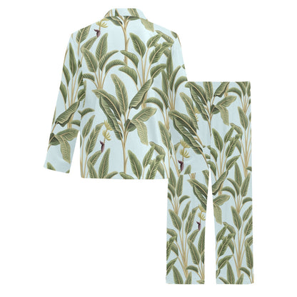 Banana Leaf Pattern Print Design BL03 Men's Long Pajama Set