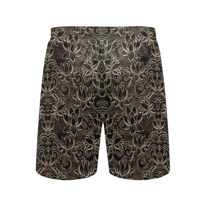 Lotus Gold Mandala Design Themed Men's Swim Trunks Beach Shorts
