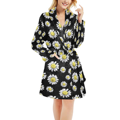 Daisy Pattern Print Design DS01 Women's Fleece Robe