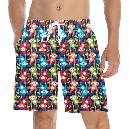 Monkey Colorful Design Themed Print Men's Swim Trunks Beach Shorts