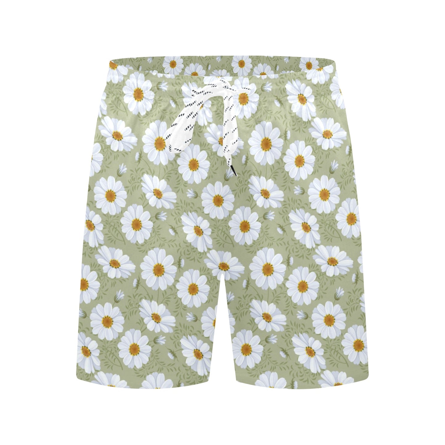 Daisy Yellow Print Pattern Men's Swim Trunks Beach Shorts