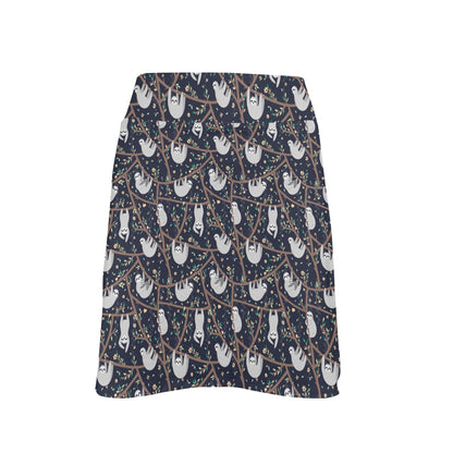 Sloth Happy Design Themed Print 17" Golf & Pickleball Skort with Pockets