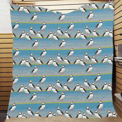Puffin Pattern Print Design A01 Premium Quilt
