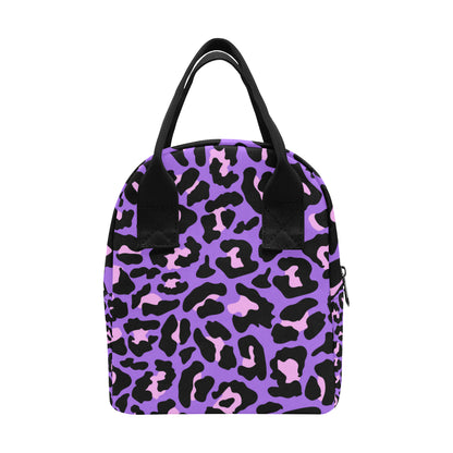 Cheetah Purple Neon Print Pattern Insulated Lunch Bag