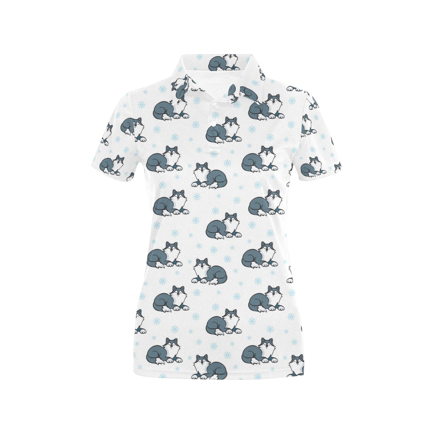 Alaskan Malamute Pattern Print Design 03 Women's Polo Shirt