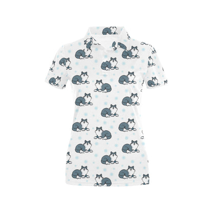Alaskan Malamute Pattern Print Design 03 Women's Polo Shirt