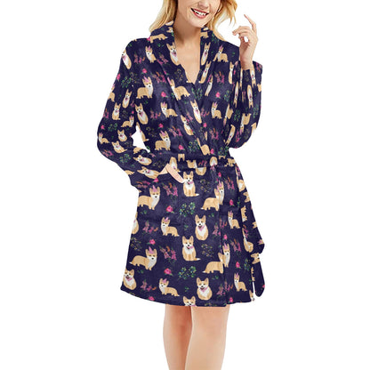 Pembroke Welsh Corgis Pattern Print Design A06 Women's Fleece Robe