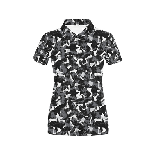 Crow Pattern Print Design 01 Women's Polo Shirt