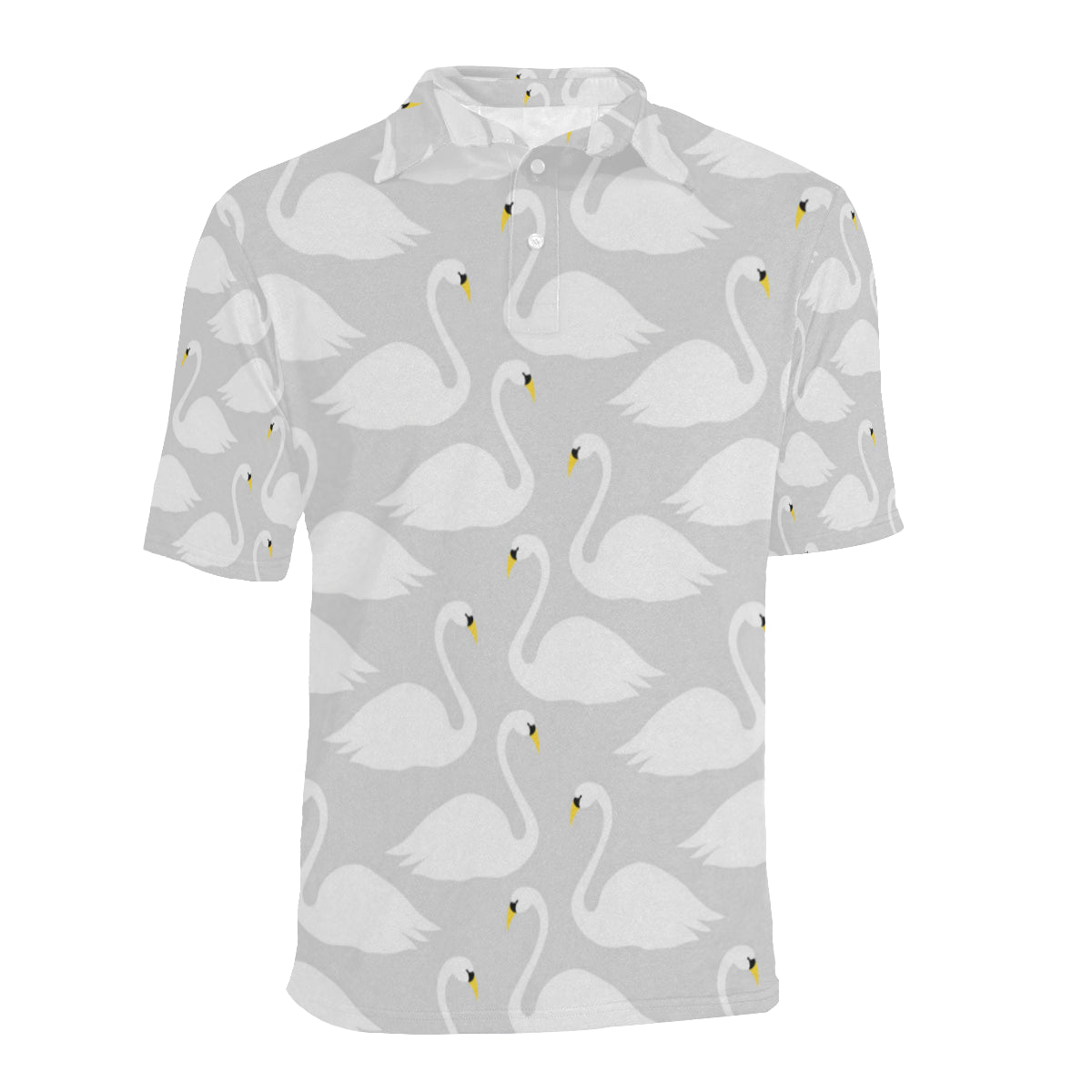 Swan Pattern Print Design 02 Men Polo Shirt