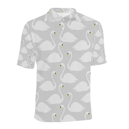 Swan Pattern Print Design 02 Men Polo Shirt