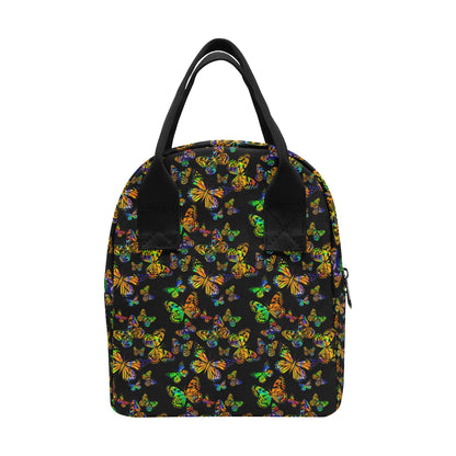 Butterfly Neon Color Print Pattern Insulated Lunch Bag