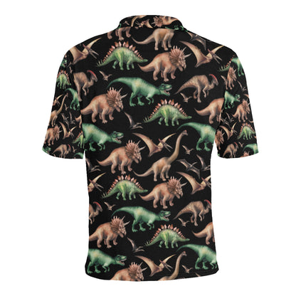 Dinosaur Print Pattern Men Polo Shirt