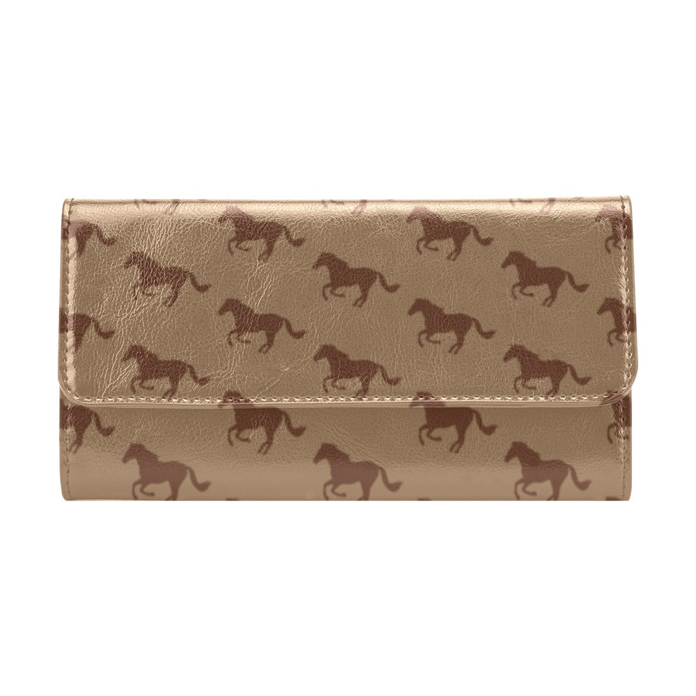 Horse Brown Print Design LKS307 Women's Trifold Wallet