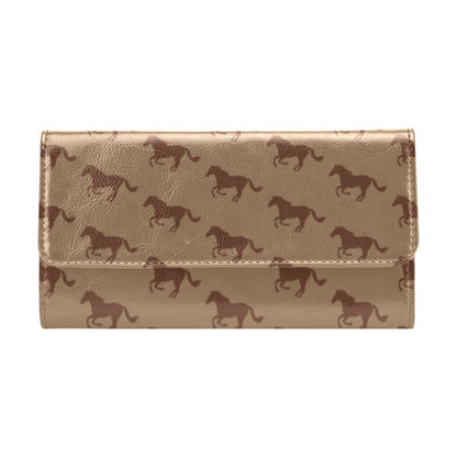 Horse Brown Print Design LKS307 Women's Trifold Wallet