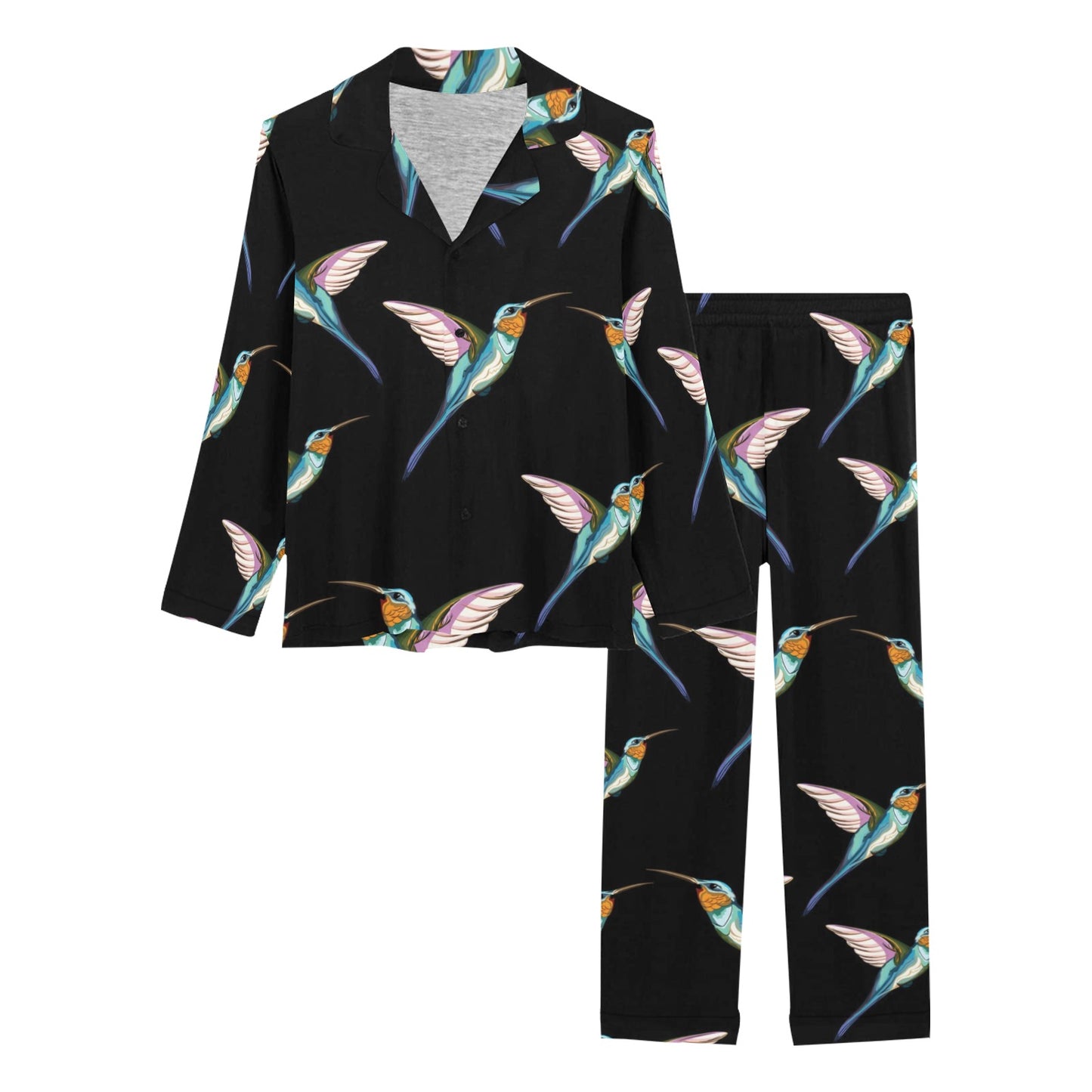 Hummingbird Pattern Print Design 06 Women's Long Pajama Set