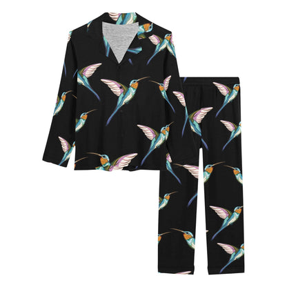 Hummingbird Pattern Print Design 06 Women's Long Pajama Set