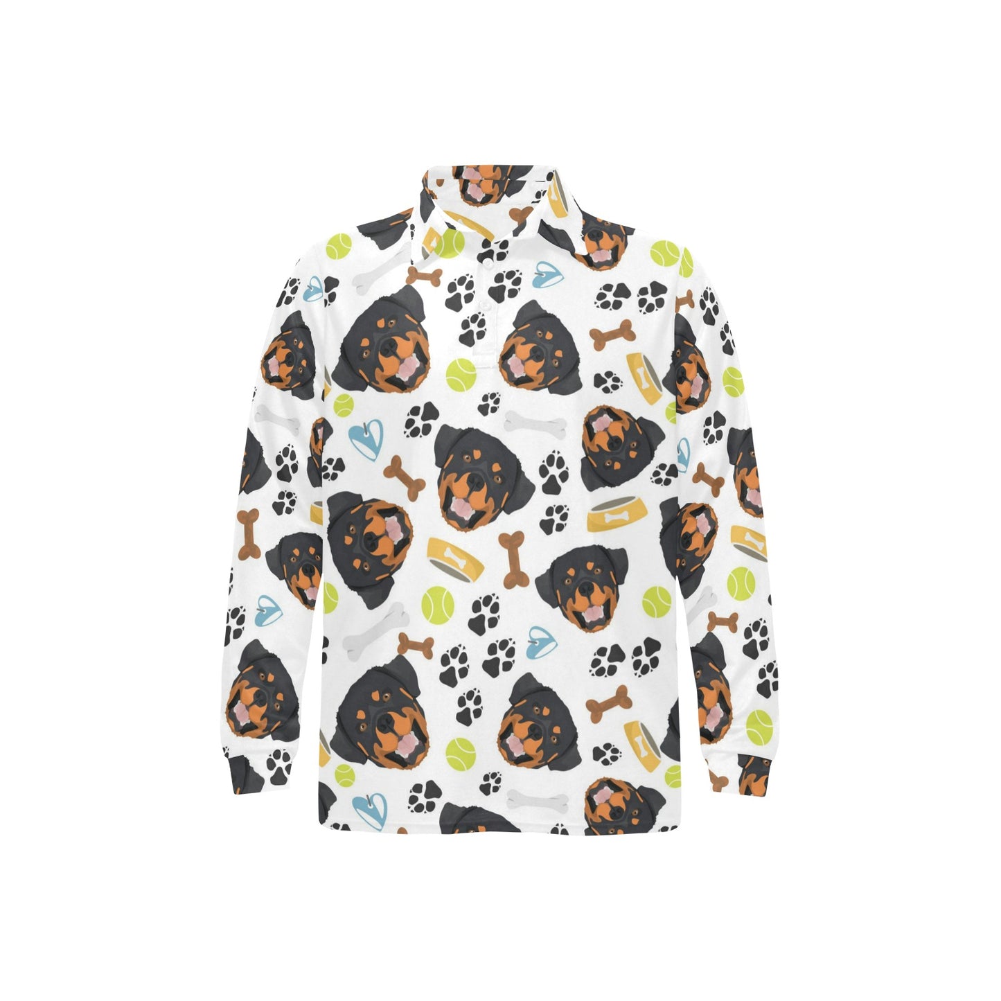 Rottweiler Pattern Print Design A04 Long Sleeve Polo Shirt For Men's