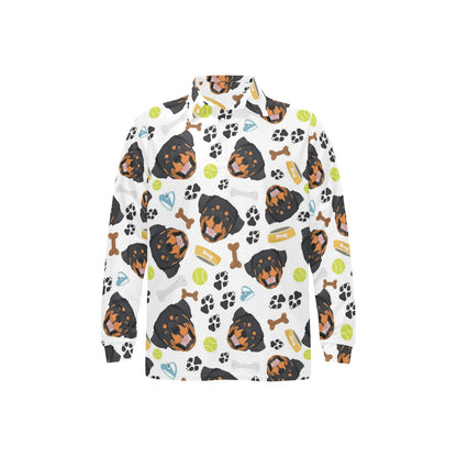 Rottweiler Pattern Print Design A04 Long Sleeve Polo Shirt For Men's