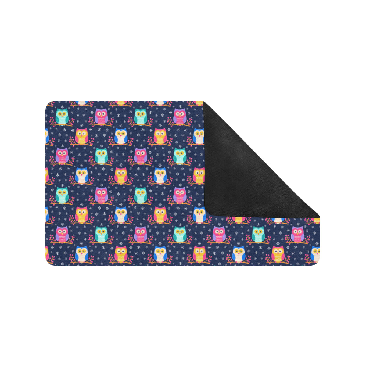Owl Cute Themed Design Print Rubber Doormat