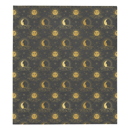 Celestial Moon Sun Pattern Print Design 05 Premium Quilt