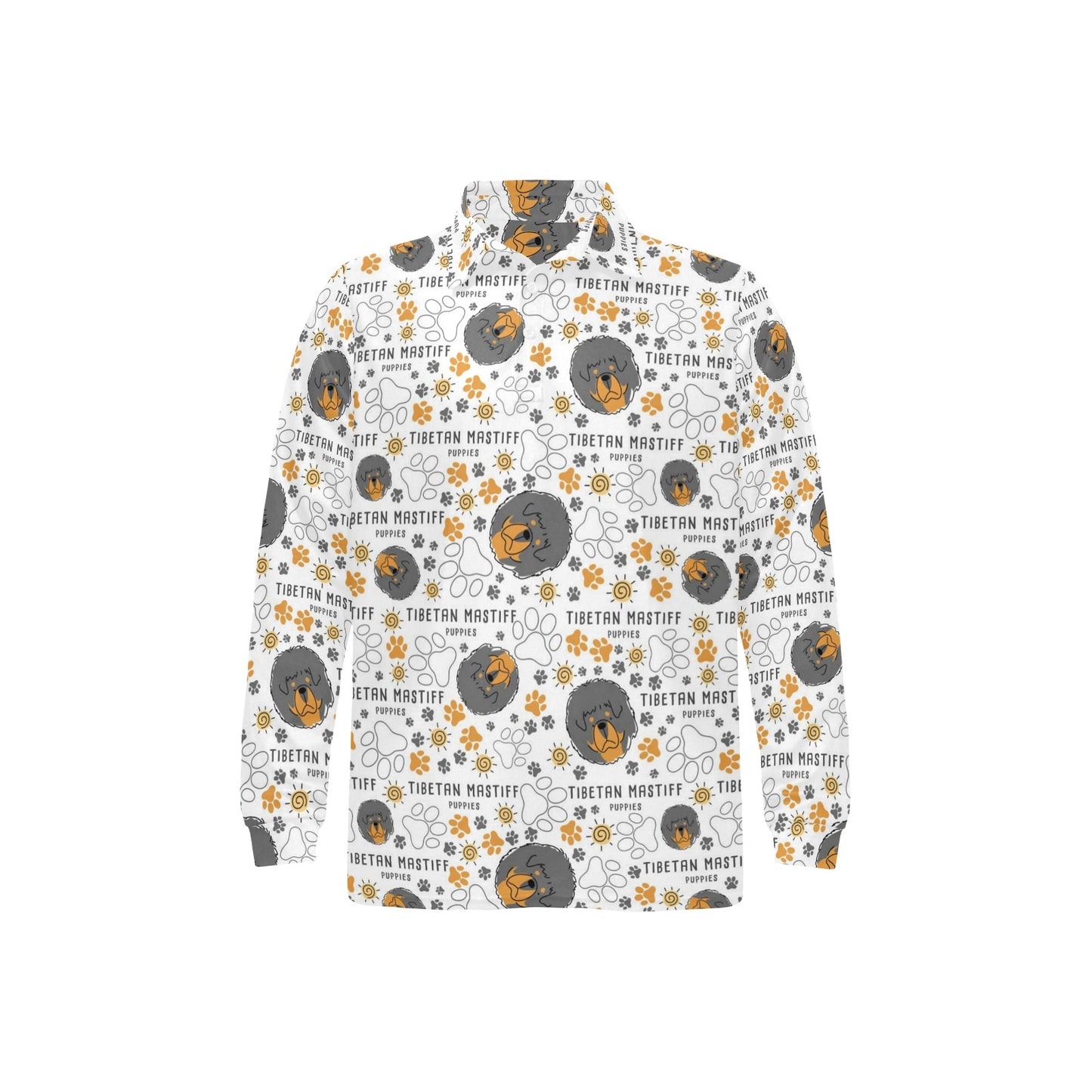 Tibetan Mastiffs Print Design LKS302 Long Sleeve Polo Shirt For Men's