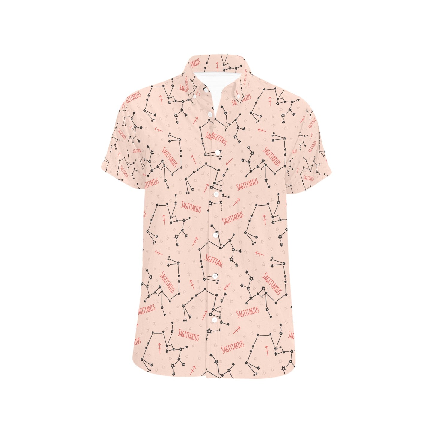 Sagittarius Star Print Design LKS302 Men Short Sleeve Button Up Shirt