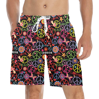 Peace Sign Colorful Design Print Men's Swim Trunks Beach Shorts
