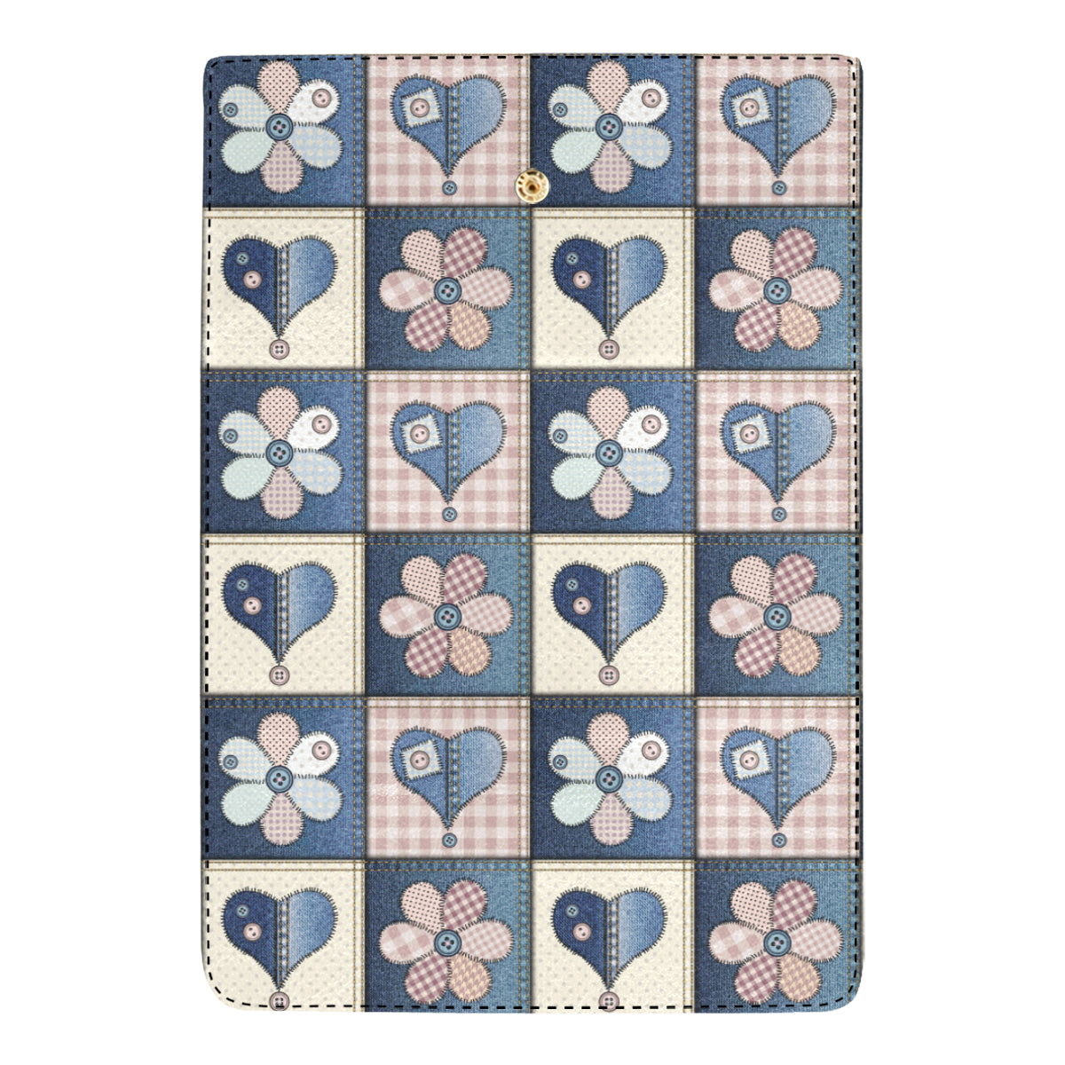 Patchwork Heart Flower Pattern Print Design 01 Women's Trifold Wallet