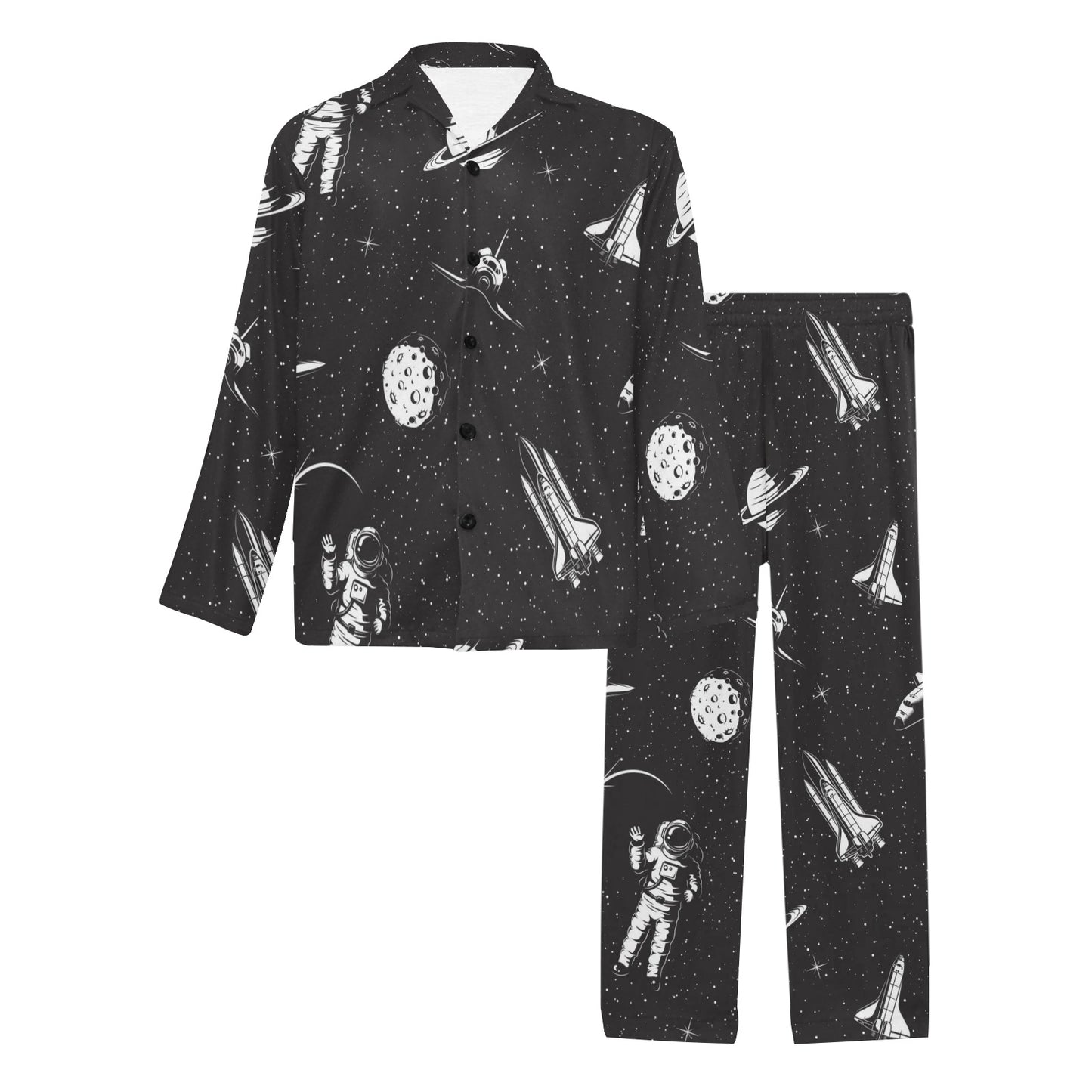 Space Pattern Men's Long Pajama Set
