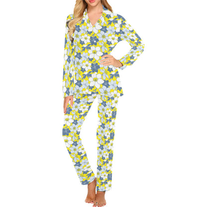 Daffodils Pattern Print Design 01 Women's Long Pajama Set