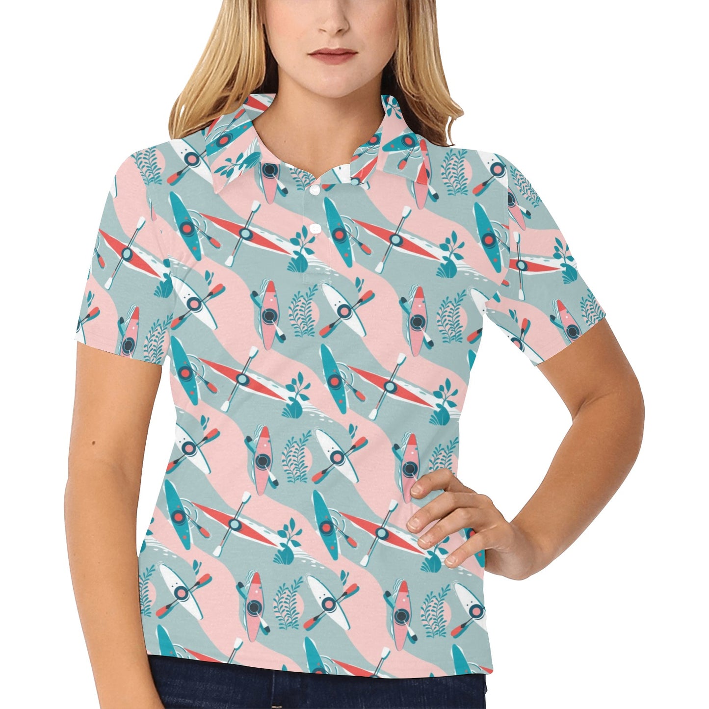 Kayak Pattern Print Design 05 Women's Polo Shirt