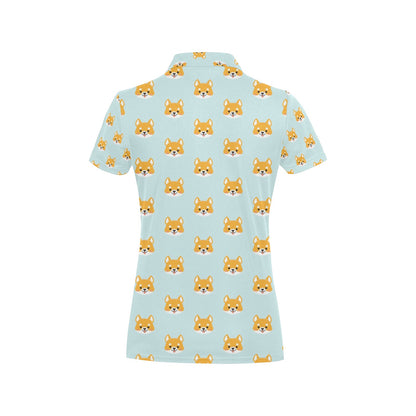 Shiba Inu Print Design LKS301 Women's Polo Shirt