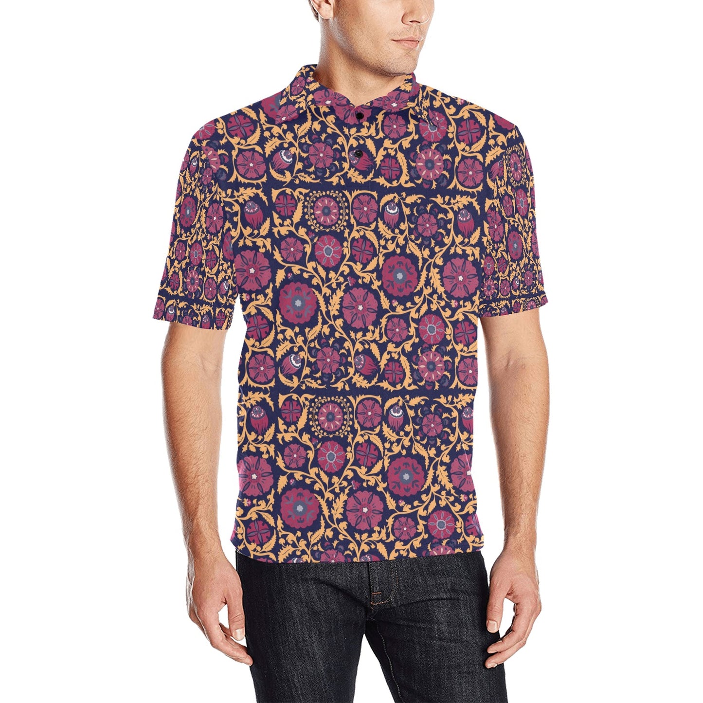 Suzani Print Design LKS303 Men Polo Shirt