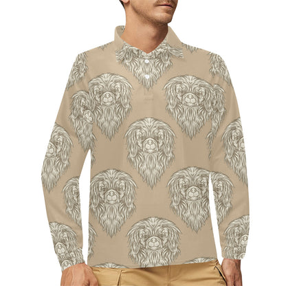 Pekingese Pattern Print Design A01 Long Sleeve Polo Shirt For Men's
