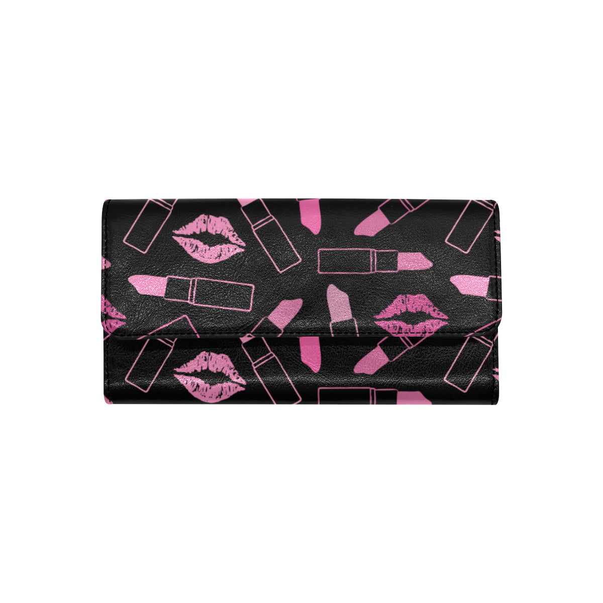 Lipstick Pink Pattern Print Design 01 Women's Trifold Wallet