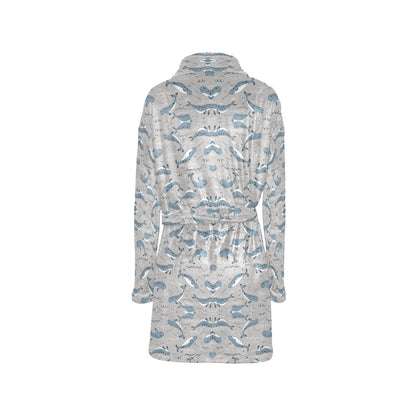 Narwhal Pattern Print Women's Fleece Robe
