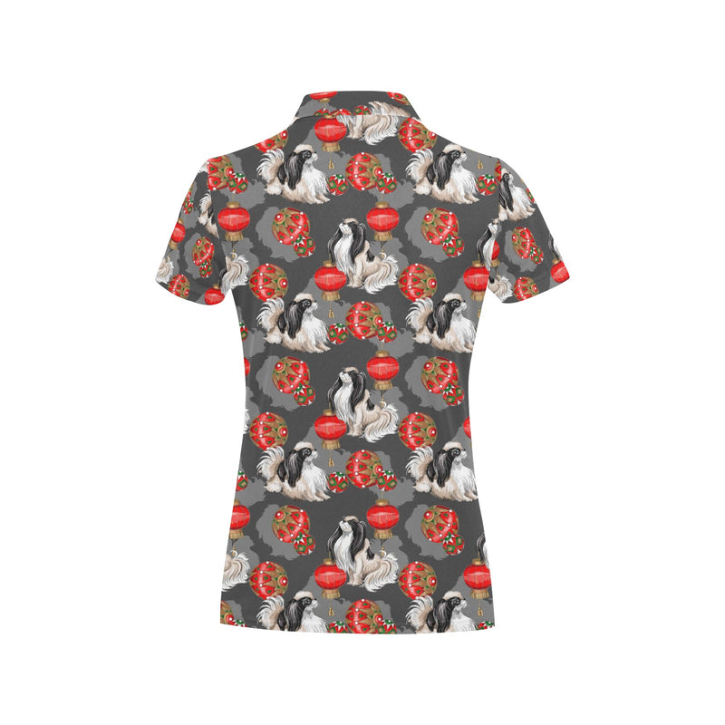 Japanese Chin Pattern Print Design 02 Women's Polo Shirt