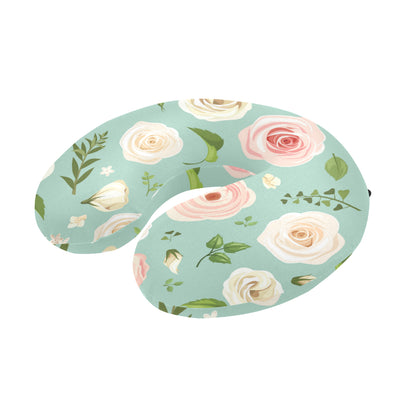Lisianthus Pattern Print Design 01 U-Shaped Travel Neck Pillow