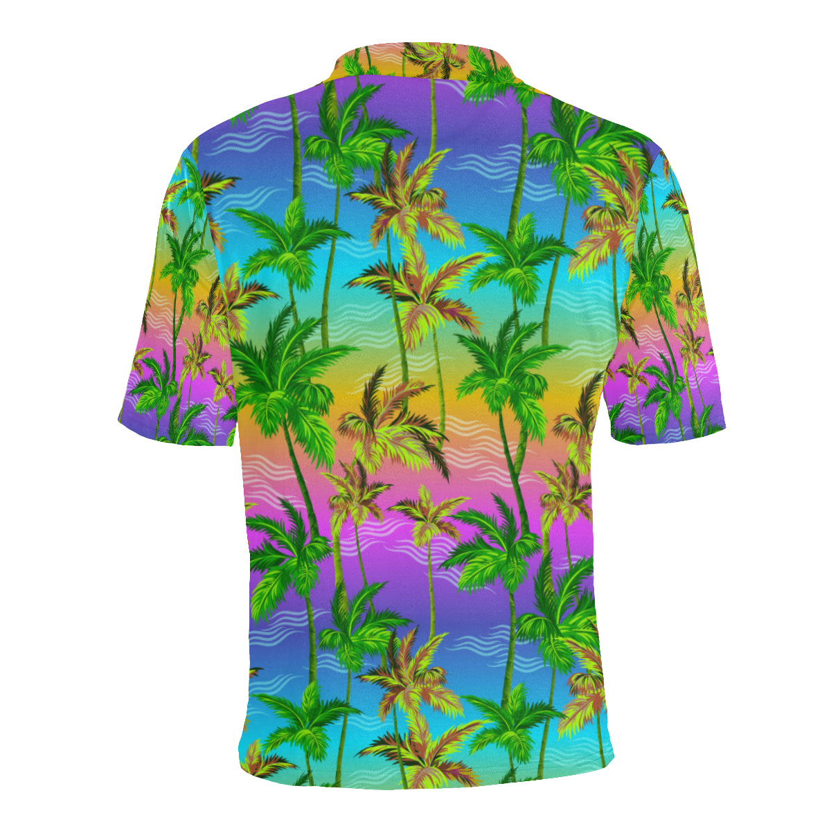 Palm Tree Rainbow Pattern Men Polo Shirt