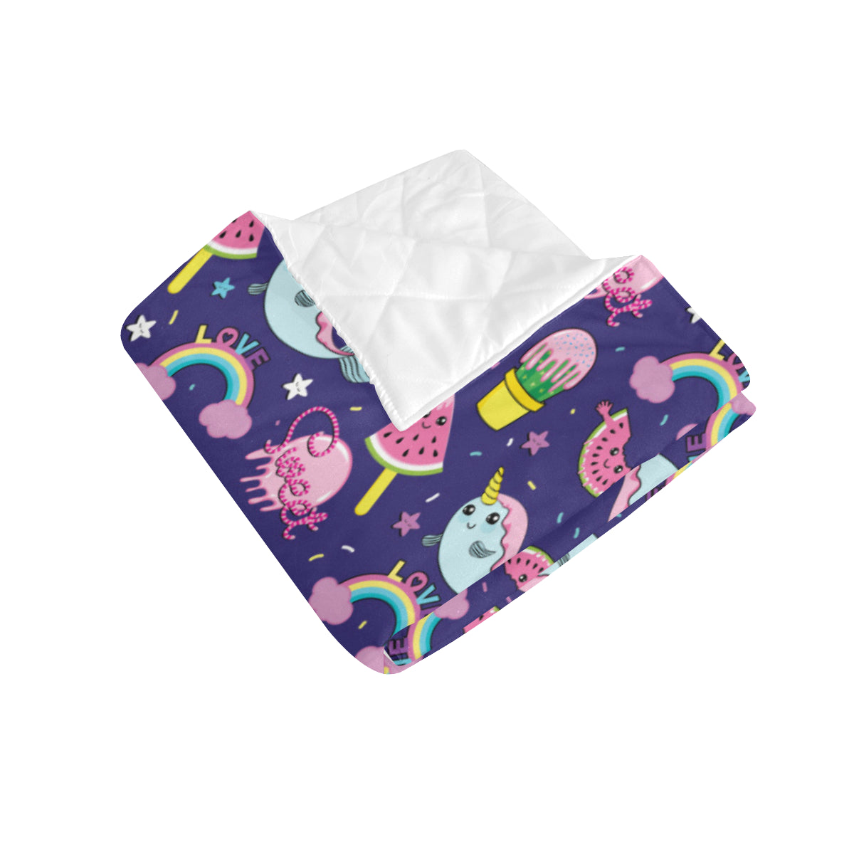 Narwhal Cute Pattern Print Design 02 Premium Quilt