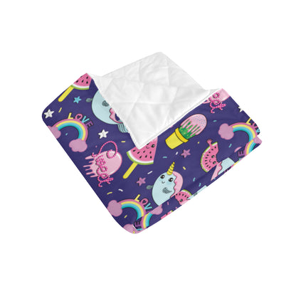Narwhal Cute Pattern Print Design 02 Premium Quilt
