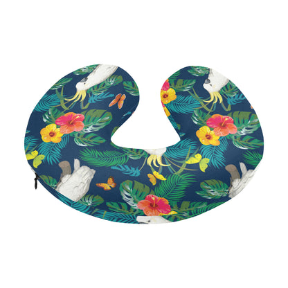 Cockatoo Tropical Pattern Print Design 02 U-Shaped Travel Neck Pillow
