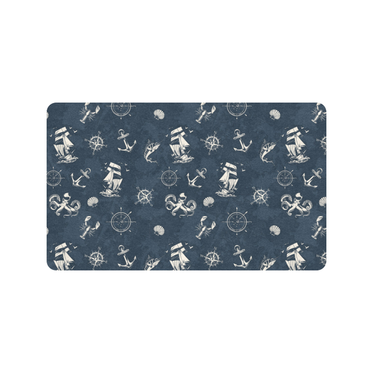Nautical Sea Themed Print Rubber Doormat