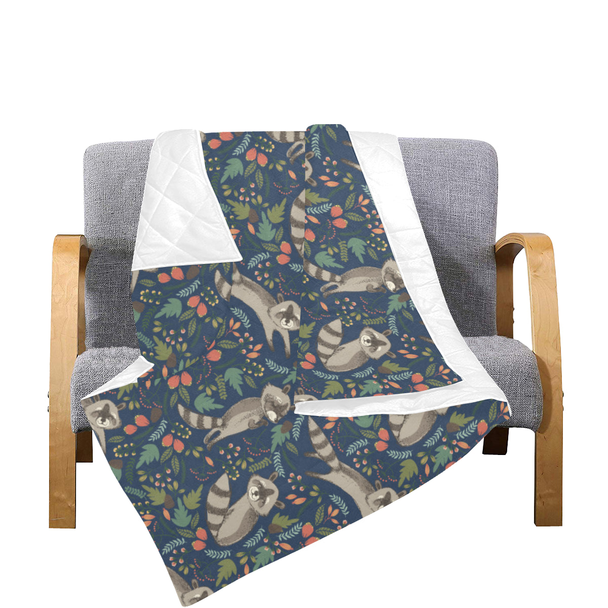 Raccoon Pattern Print Design A02 Premium Quilt