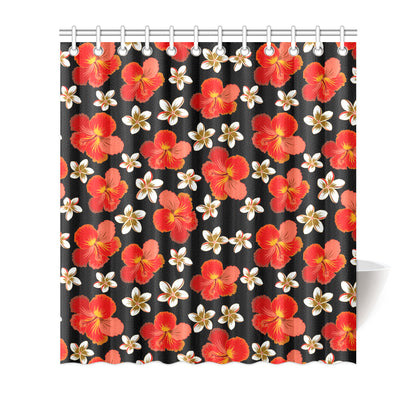 Red Hibiscus Pattern Print Design HB022 Shower Curtain